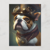Steampunk Bulldog Briefkaart (Voorkant)