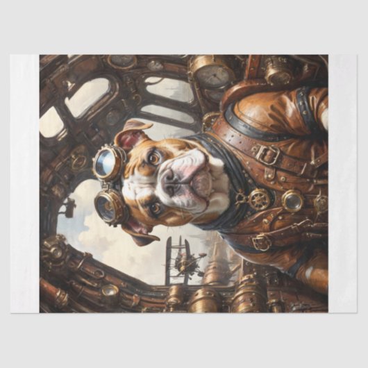 Steampunk Bulldog Decoupage Tissuepapier (Voorkant)