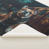 Steampunk Bulldog Stationmaster Portret Sherpa Deken (3/4)