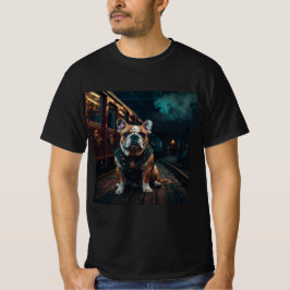 Steampunk Bulldog Stationmaster Portret T-shirt