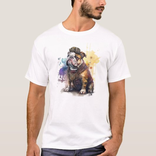 Steampunk Bulldog T-shirt (Voorkant)