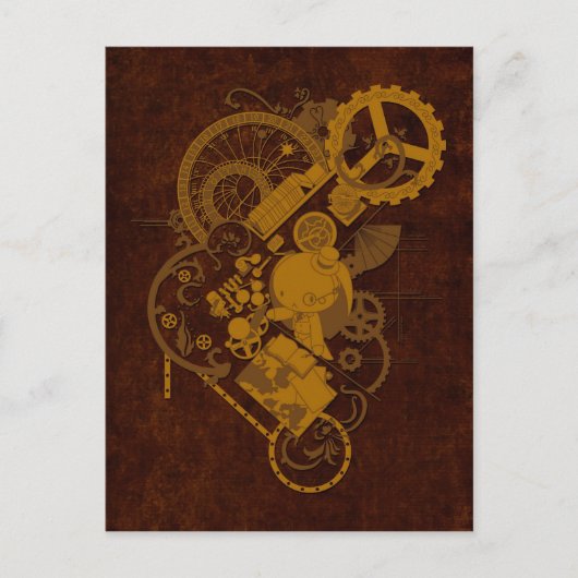 Steampunk Bunny Briefkaart (Voorkant)