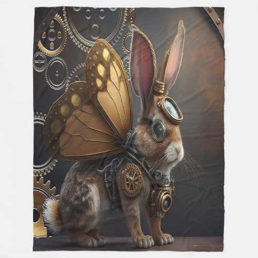 Steampunk Bunny Fleece Deken (Voorkant)