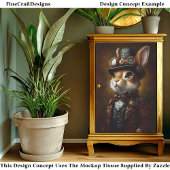 Steampunk Bunny Konijn Portret CR6 Decoupage Tissuepapier