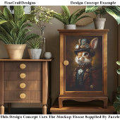 Steampunk Bunny Konijn Portret CR6 Decoupage Tissuepapier