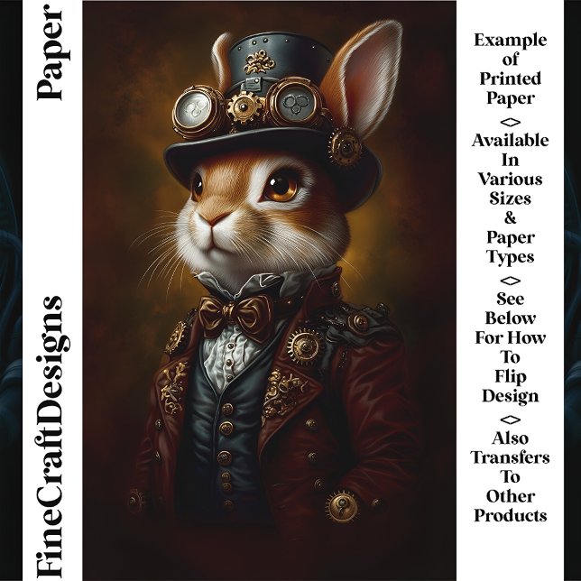 Steampunk Bunny Rabbit Portrait CR6 Craft Paper (Creator heeft geüpload)