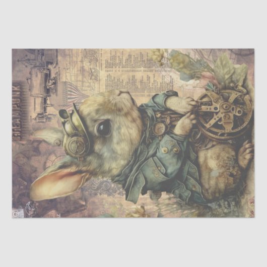 Steampunk Bunny Rabbit Tissuepapier (Voorkant)