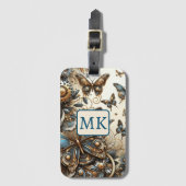 Steampunk Butterflies Monogrammed Bagagelabel (Voorkant (verticaal))