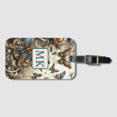 Steampunk Butterflies Monogrammed Bagagelabel (Voorkant (horizontaal))