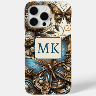  Steampunk Butterflies Monogrammed iPhone 15 Pro Max Hoesje
