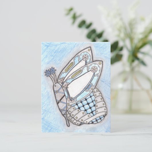 Steampunk Butterfly Briefkaart (Staand voorkant)