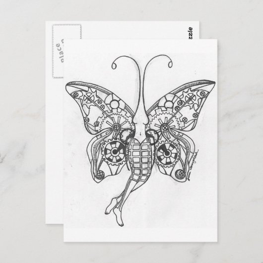 Steampunk Butterfly Briefkaart (Voorkant / Achterkant)