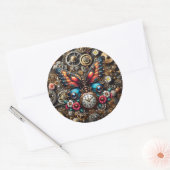 Steampunk Butterfly en Pockletwatch Ronde Sticker (Envelop)