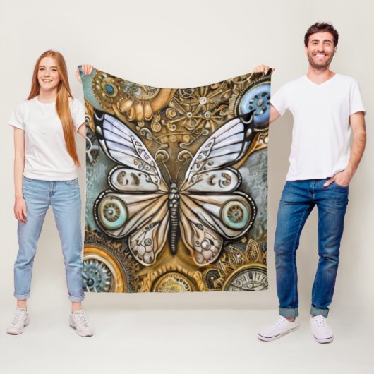 Steampunk Butterfly Fleece Deken (In situ)