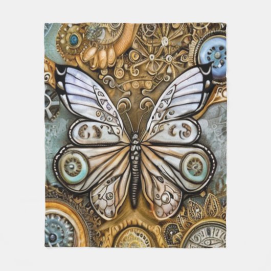 Steampunk Butterfly Fleece Deken (Voorkant)