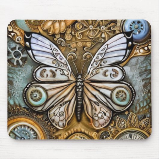 Steampunk Butterfly Muismat (Voorkant)