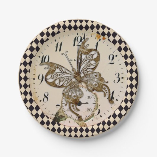 Steampunk Butterfly Papieren Bordje (Voorkant)