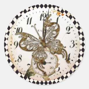 Steampunk Butterfly Ronde Sticker