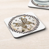 Steampunk Butterfly Round Bier Onderzetter (Linkerzijde)