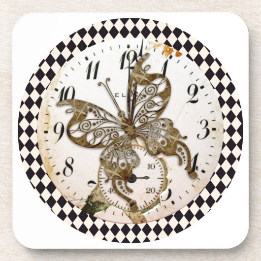 Steampunk Butterfly Round Bier Onderzetter (Voorkant)