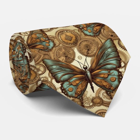 Steampunk Butterfly Stropdas - Stropdas van Mannen (Opgerold)