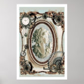 Steampunk Cameo Blue Poster (Voorkant)