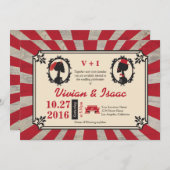 Steampunk Cameo Couple offbeat Red Invitations Kaart (Voorkant / Achterkant)