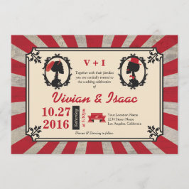 Steampunk Cameo Couple offbeat Red Invitations Kaart