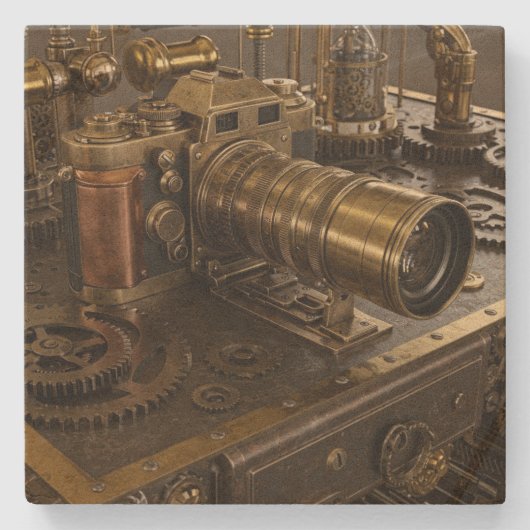 Steampunk Camera Stone Onderzetter (Voorkant)