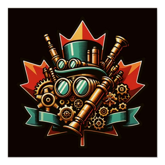 Steampunk Canada Dag Perfect Poster (Voorkant)