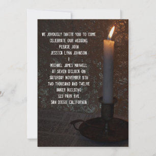 Steampunk Candle Wedding Invitation Kaart