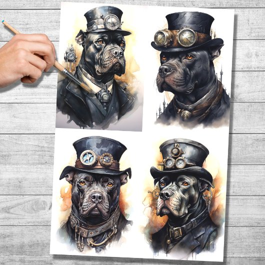 Steampunk Cane Corso Collage 1 Decoupage papier