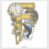 Steampunk Capital F Sculpture Sticker (Vel)