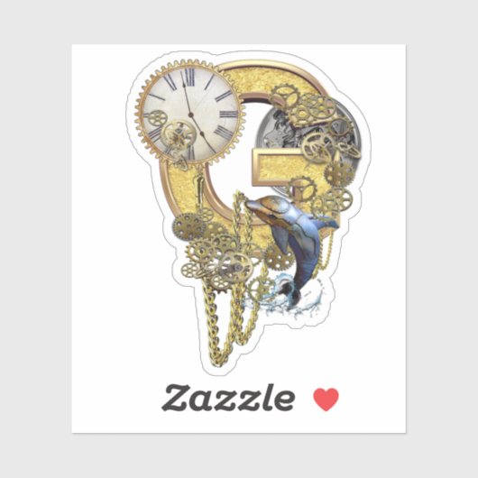 Steampunk Capital G Sculpture Sticker (Vel)