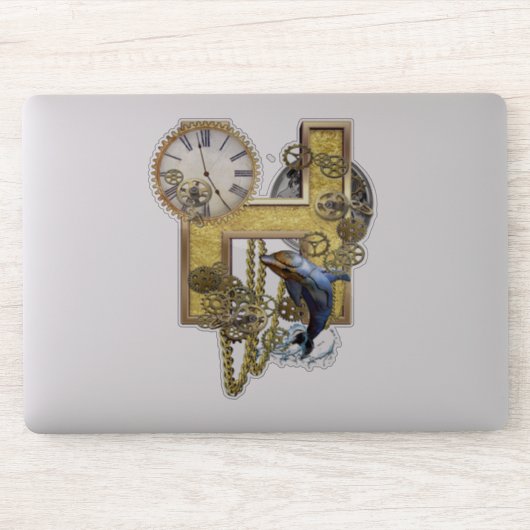 Steampunk Capital H Sculpture Sticker (Computer)