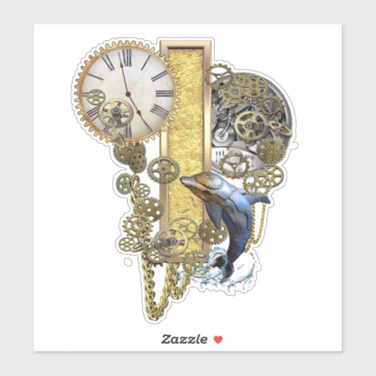 Steampunk Capital I Sculpture Sticker (Vel)