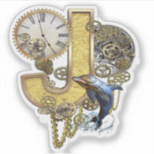 Steampunk Capital J Sculpture Sticker (Voorkant)