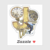 Steampunk Capital J Sculpture Sticker (Vel)