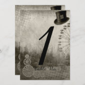 Steampunk Carnaval Hoed Huwelijks Tafel Nummer Kaart (Voorkant / Achterkant)