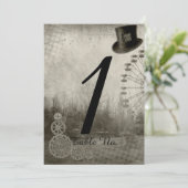 Steampunk Carnaval Hoed Trouwtafel Nummer Kaart (Staand voorkant)