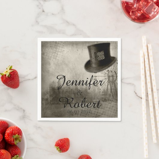 Steampunk Carnaval Top Hat bruiloft servet (Insitu)