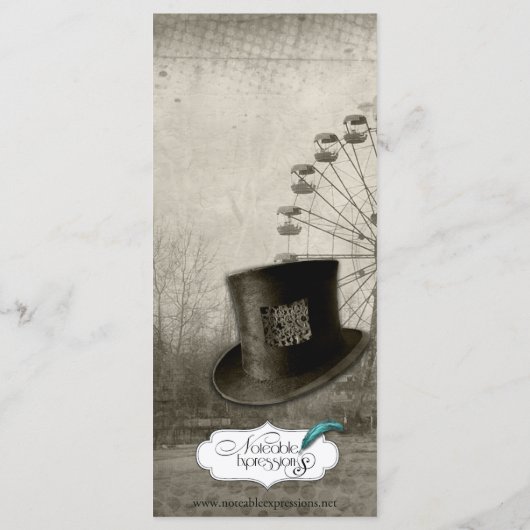 Steampunk Carnaval Top Hat Wedding Menu (Achterkant)