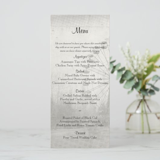 Steampunk Carnaval Top Hat Wedding Menu (Staand voorkant)