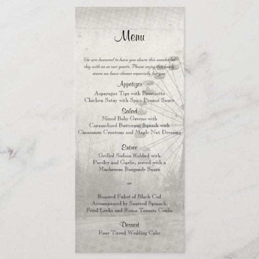 Steampunk Carnaval Top Hat Wedding Menu (Voorkant)