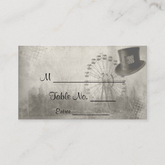 Steampunk Carnaval Top Hat Wedding Place Cards Plaatskaartje (Voorkant)