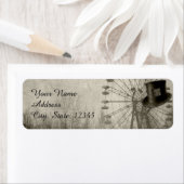 Steampunk Carnaval Top Hoed Bruiloft Label (Insitu)