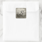 Steampunk Carnaval Top Hoed Bruiloft Monogram Vierkante Sticker (Tas)