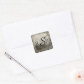 Steampunk Carnaval Top Hoed Bruiloft Monogram Vierkante Sticker (Envelop)