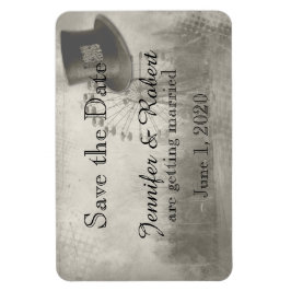 Steampunk Carnaval Top Hoed Bruiloft Save the Date Magneet