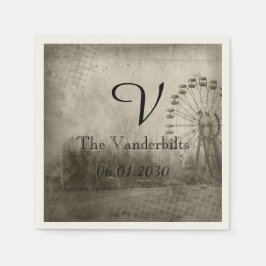 Steampunk Carnaval Top Hoed Monogram Bruiloft Serv Servet